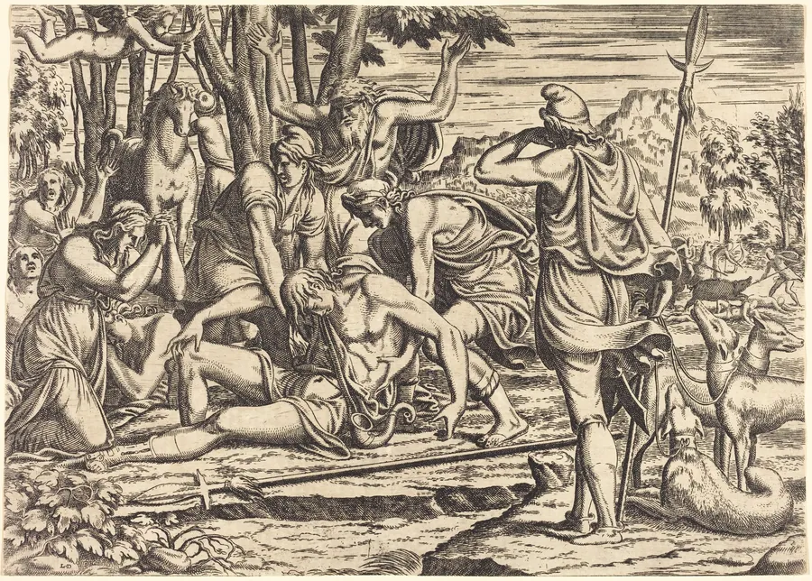The Death of Adonis by Léon Davent