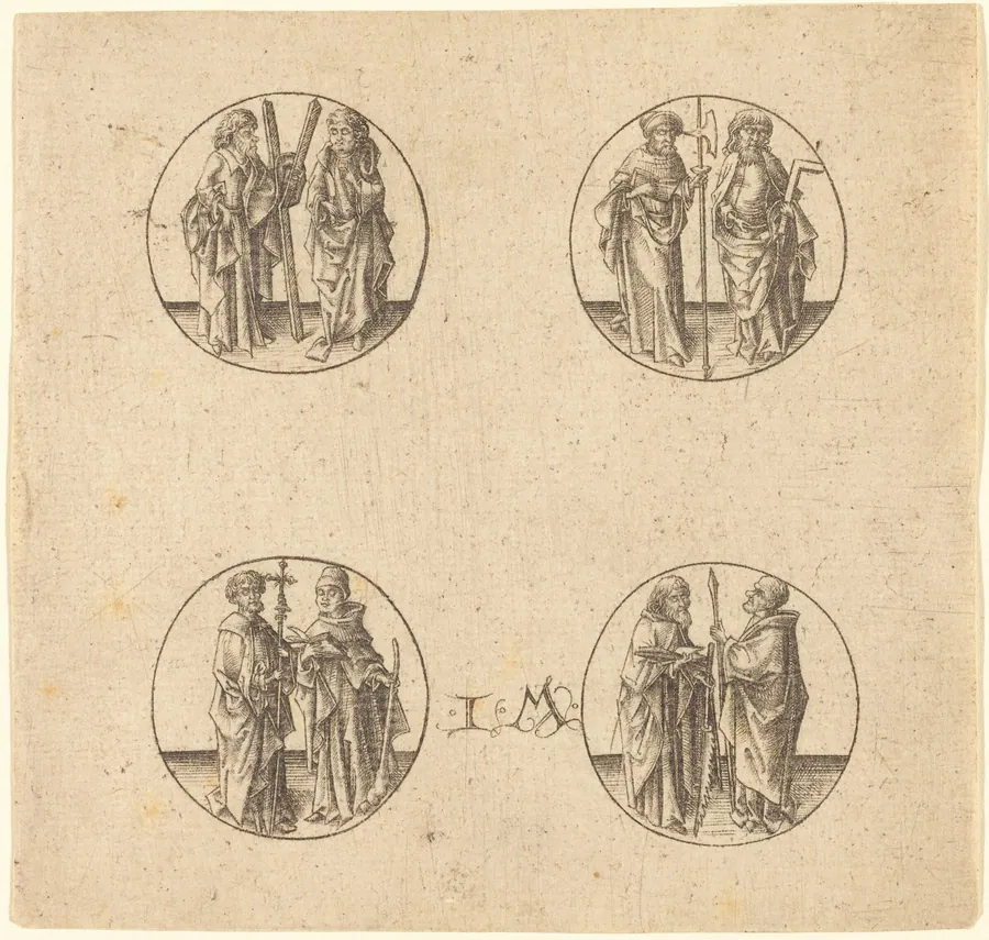 Eight Apostles in Four Roundels by Israhel van Meckenem