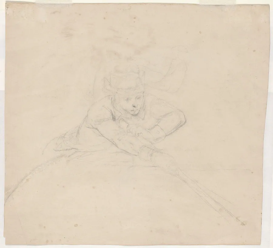 Study of Half-Length Figure with Pole [verso] by Emanuel Gottlieb Leutze