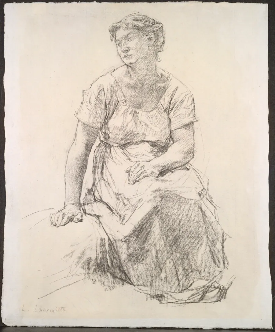 Seated Peasant Woman by Léon Augustin Lhermitte