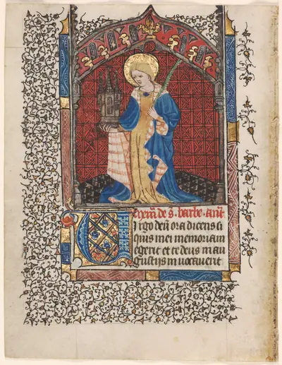 Leaf from a Book of Hours: Saint Barbara (6 of 6 Excised Leaves)