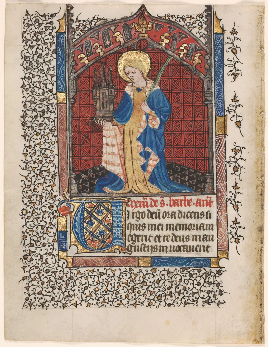 Leaf from a Book of Hours: Saint Barbara (6 of 6 Excised Leaves) by Henri d'Orquevaulx