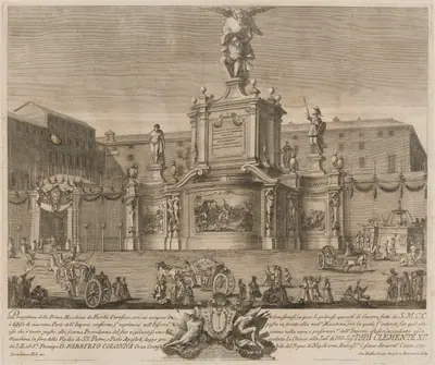 The Prima Macchina for the Chinea of 1731: Atlas with Hercules and Minerva, or the Instruments of War
