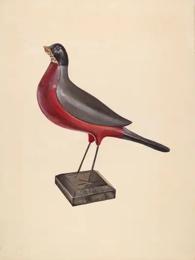 Carved Wood Robin