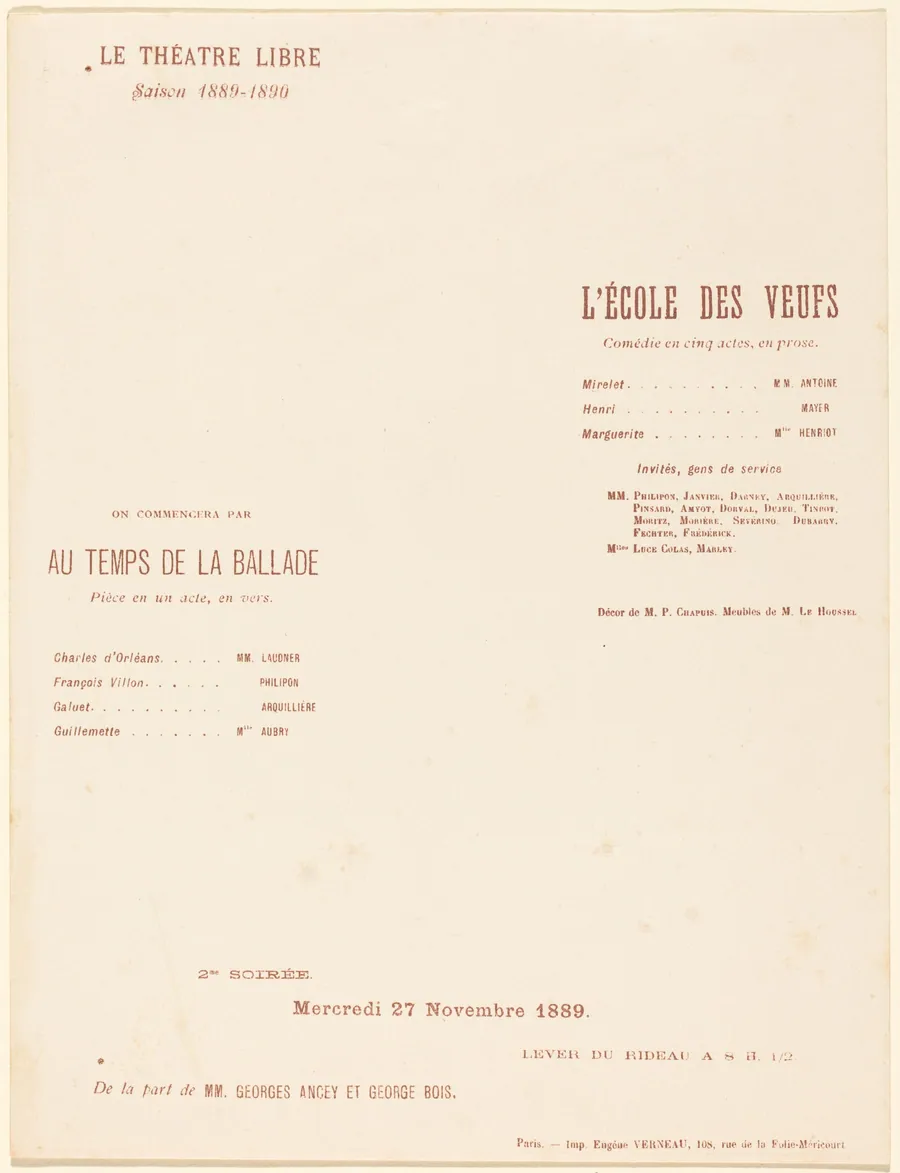 L'École des veufs; Au Temps de la ballade by Alexandre Charpentier