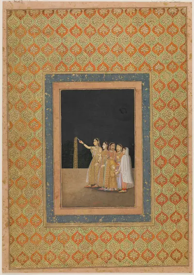 Court ladies playing with fireworks