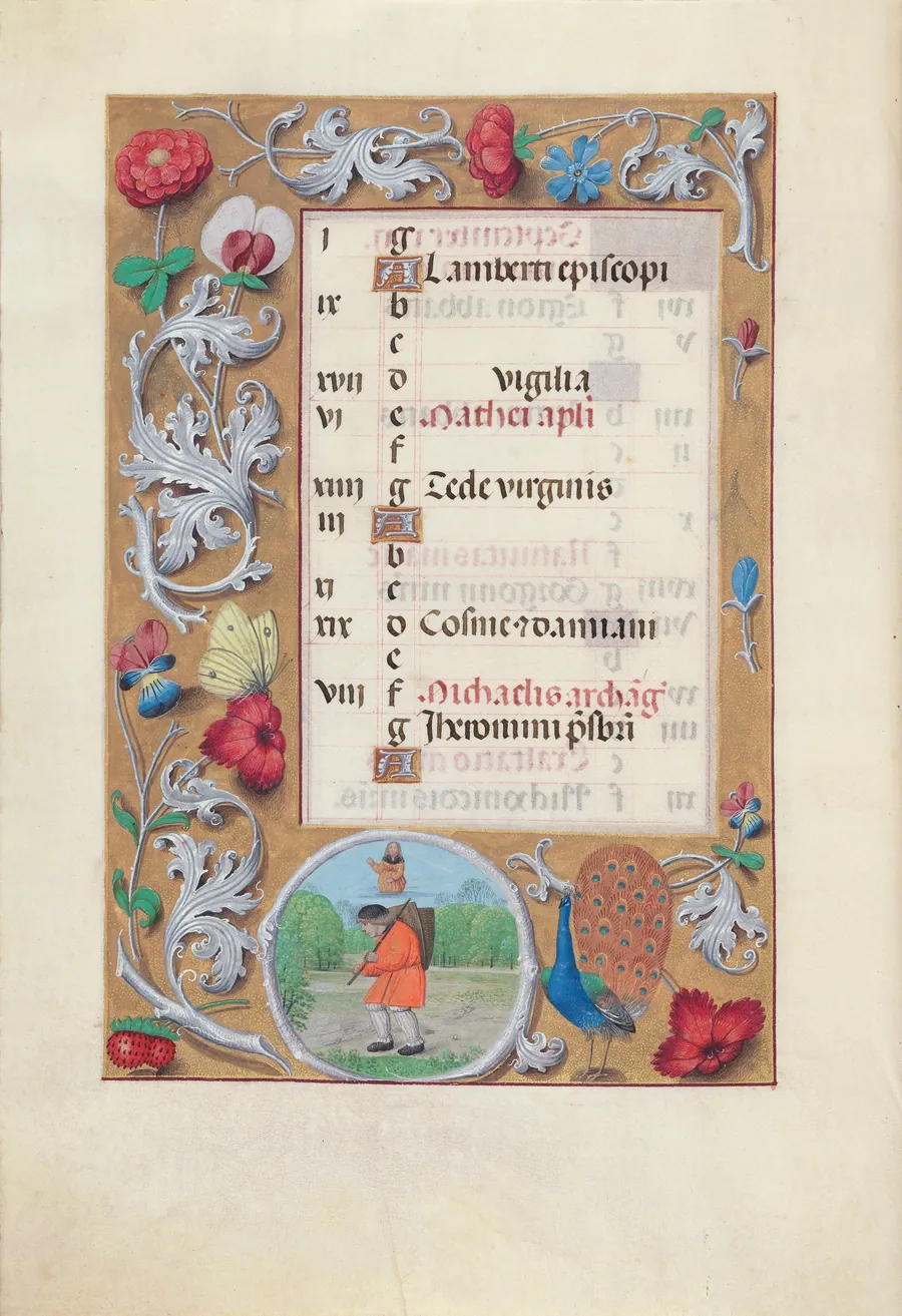 Hours of Queen Isabella the Catholic, Queen of Spain:  Fol. 10v, September by Master of the First Prayerbook of Maximillian