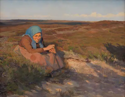 En gammel kone "Bette Dorte" på heden