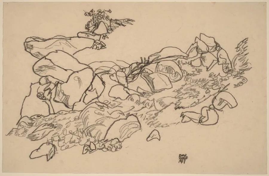 Mountain Stream by Egon Schiele