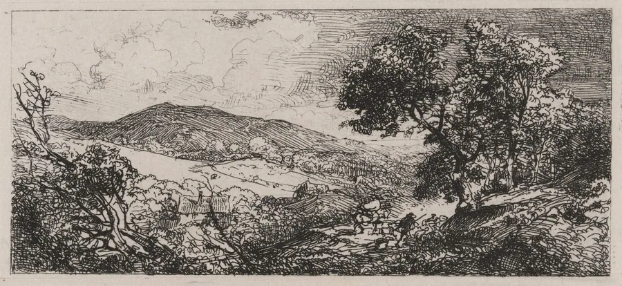 Valley View, Man with a Donkey and a Dog by Caspar Johann Nepomuk Scheuren