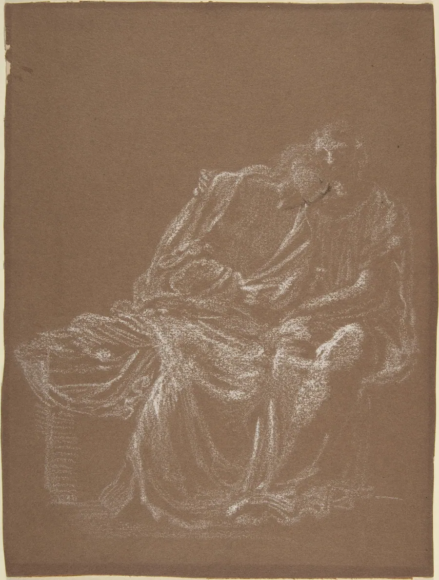 A Seated Couple, Embracing by Sir Edward Burne-Jones