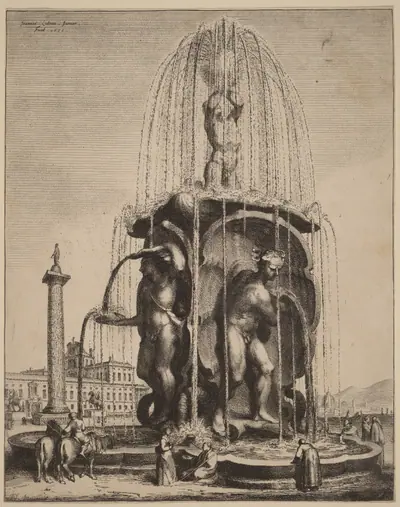 The Fountain and the Column of Trajan in Rome