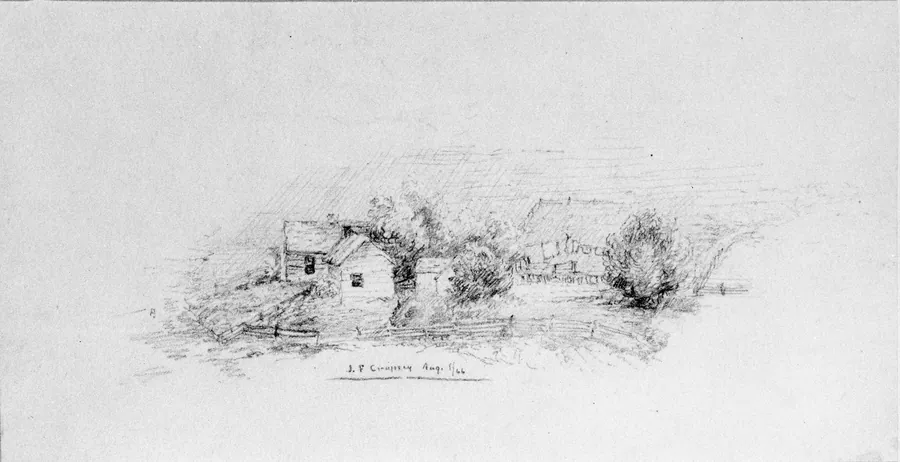 Country Scene with Cottages (from Cropsey Album) by Jasper Francis Cropsey