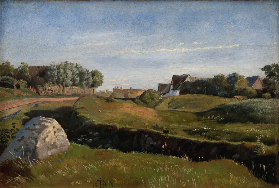 Landskab med Vejby set fra nord. Eftermiddagsbelysning by Johan Thomas Lundbye