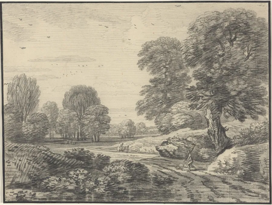 Travelers on a Road in a Wooded Landscape by Jean Baptiste Claude Chatelain