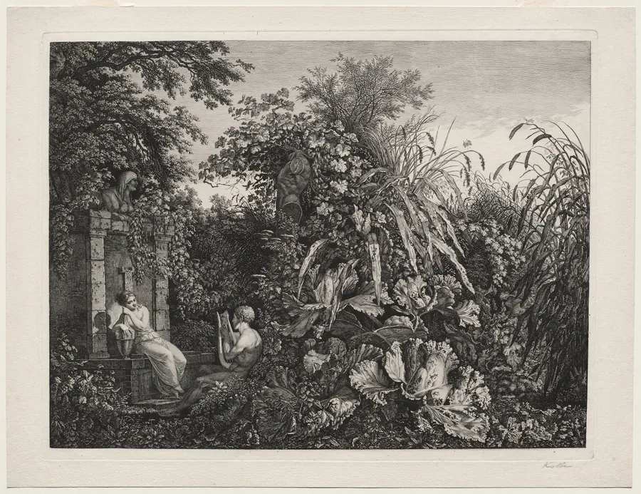 Youth Playing a Lyre to a Maiden by a Fountain by Carl Wilhelm I Kolbe