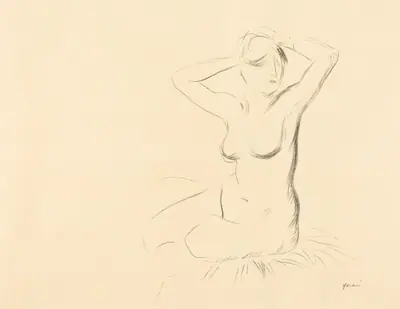 Etude de femme nue, les mains croisées au-dessous de la tête (Study of a Nude Woman, Her Hands Crossed behind Her Head)