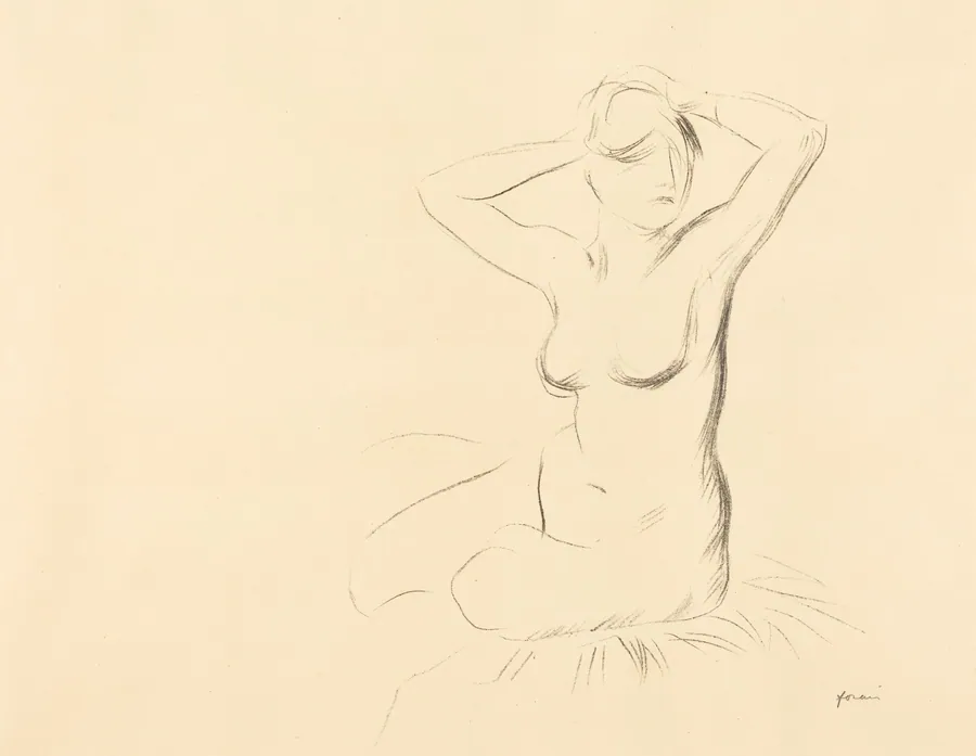 Etude de femme nue, les mains croisées au-dessous de la tête (Study of a Nude Woman, Her Hands Crossed behind Her Head) by Jean-Louis Forain