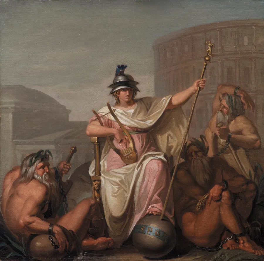 Roma behersker de øvrige verdensdele. Allegori på en af fire hovedepoker i Europas kulturhistorie by Nicolai Abildgaard