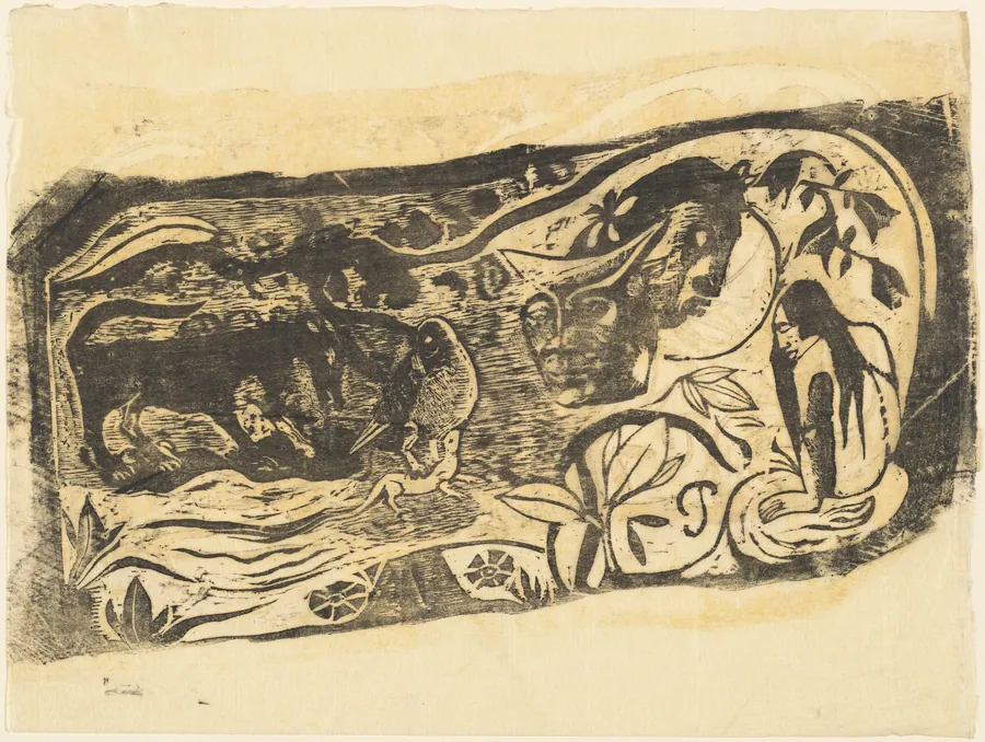 Plate with the Head of a Horned Devil (Planche au diable cornu) by Paul Gauguin
