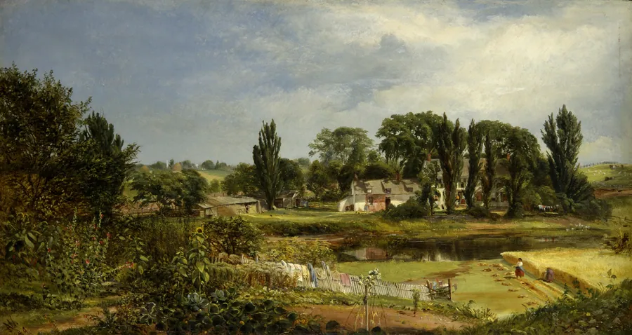 Long Island Homestead, Study from Nature by Andrew W. Warren, born Coventry, NY 1823-died New York City 1873