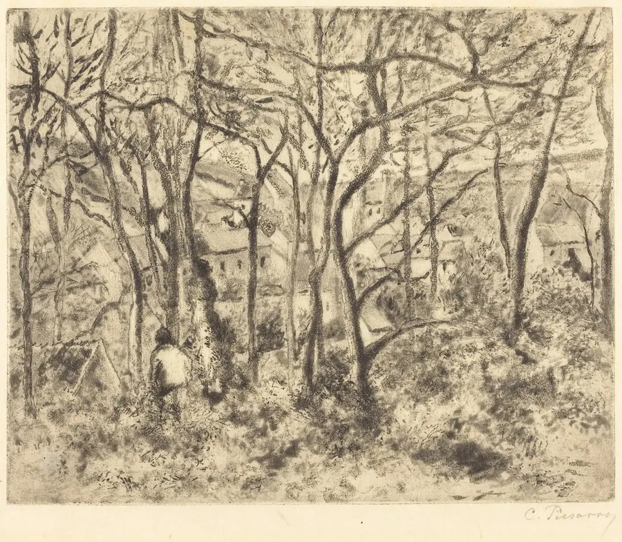 Wooded Landscape at L'Hermitage, Pontoise (Paysage sous bois, a L'Hermitage, Pontoise) by Camille Pissarro