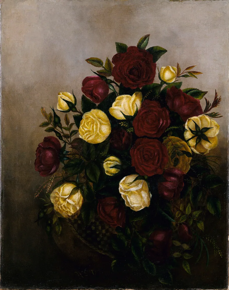 Roses Still Life by Robert S. Duncanson, born Fayette, NY 1821-died Detroit, MI 1872