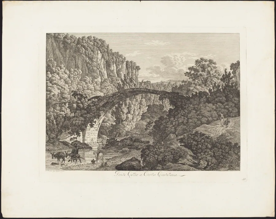 Ponte Celio a Cività Castellana by Jacob Wilhelm Mechau