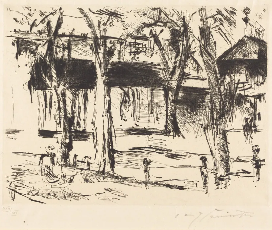 Bahnhof Tiergarten (Court with Trees) by Lovis Corinth