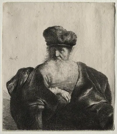Old Man with Beard, Fur Cap, and Velvet Cloak