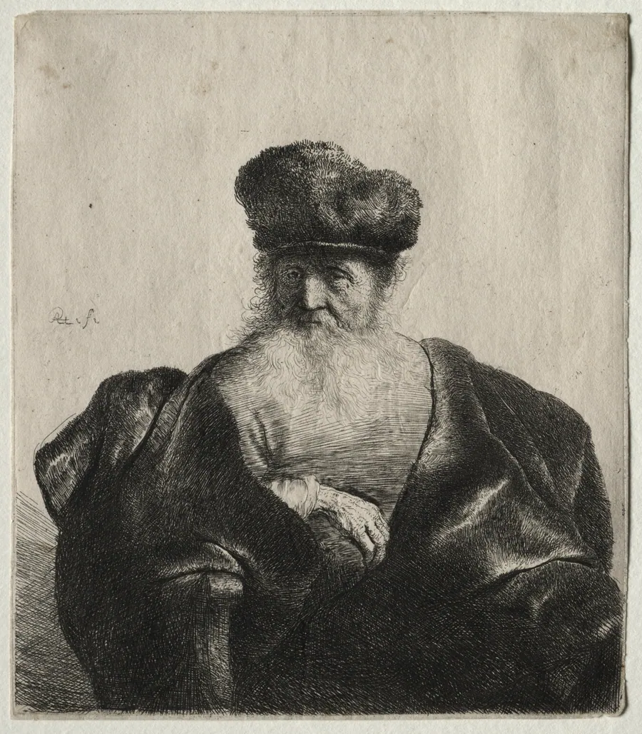 Old Man with Beard, Fur Cap, and Velvet Cloak by Rembrandt van Rijn