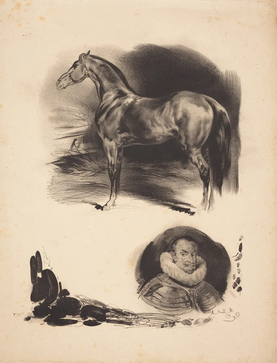 Sketches of a Horse and a Nobleman by French 19th Century