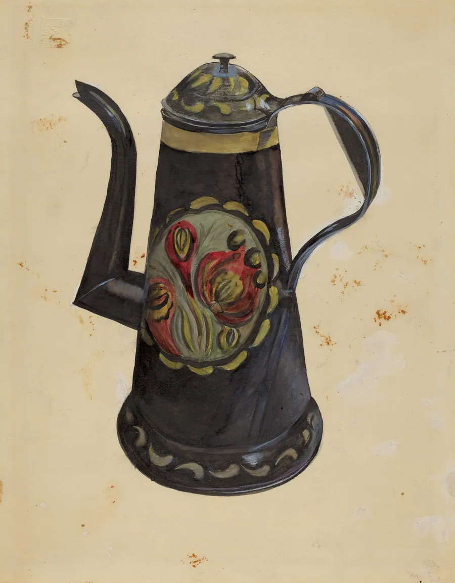 Toleware Coffee Pot by Mina Lowry