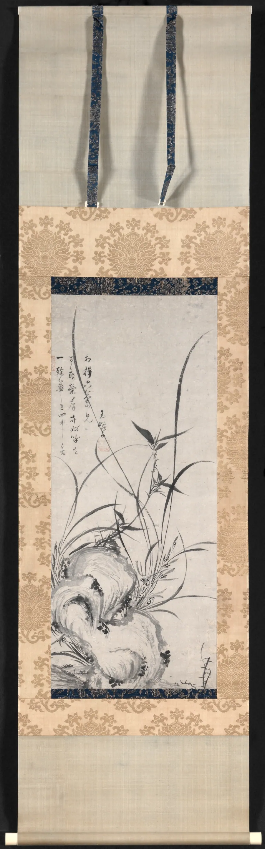 Rock, Bamboo, and Orchids by Gyokuen Bonpō