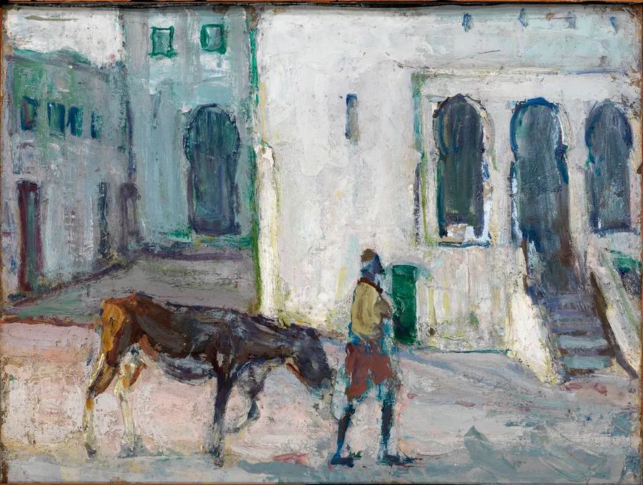 Street Scene, Tangier (Man Leading Calf) by Henry Ossawa Tanner, born Pittsburgh, PA 1859-died Paris, France 1937