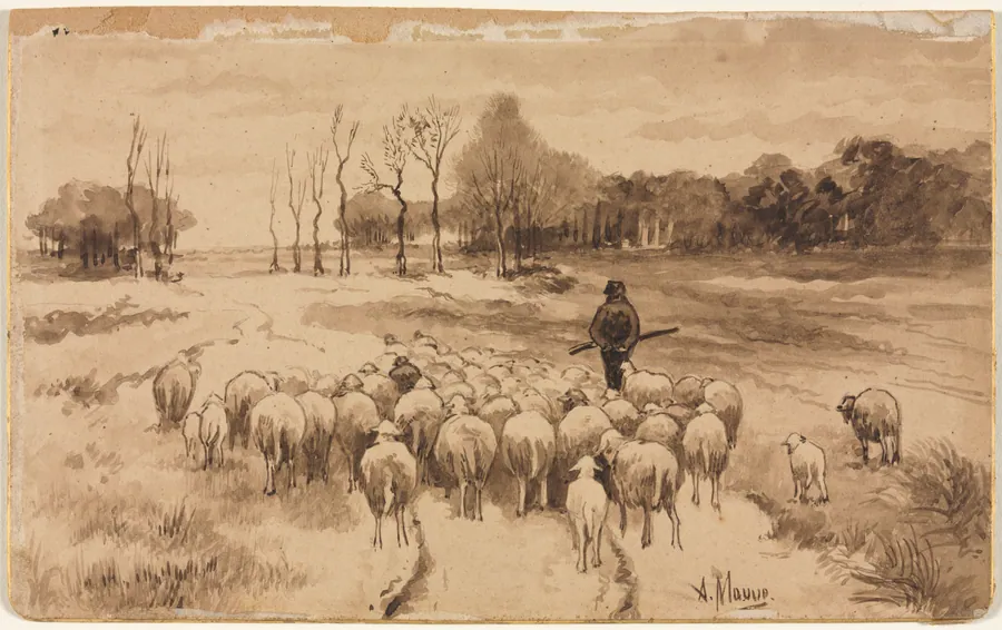 Shepherd with His Flock by Anton Mauve
