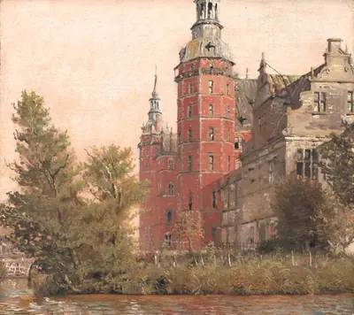 Frederiksborg Slot. Parti ved Møntbroen. Studie