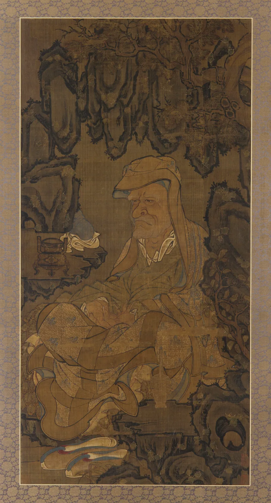 Luohan Meditating in a Grotto by Formerly attributed to Guanxiu (傳)貫休 (822-912)