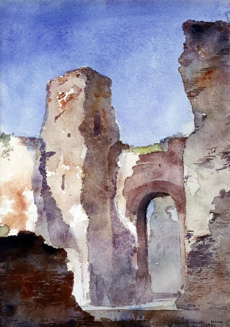 Baths of Caracalla, Rome by Cass Gilbert, born Zanesville, OH 1858-died Brockenhurst, England 1934