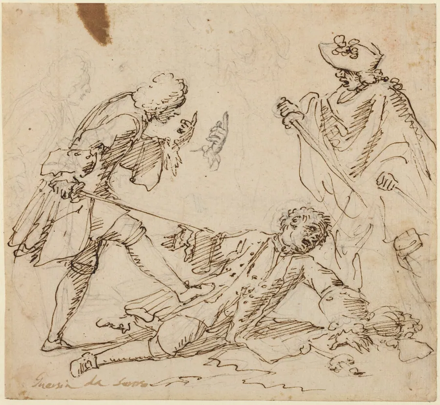 Three Men Fighting by Italian