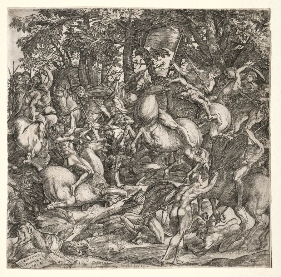 Battle of Naked Men by Domenico Campagnola