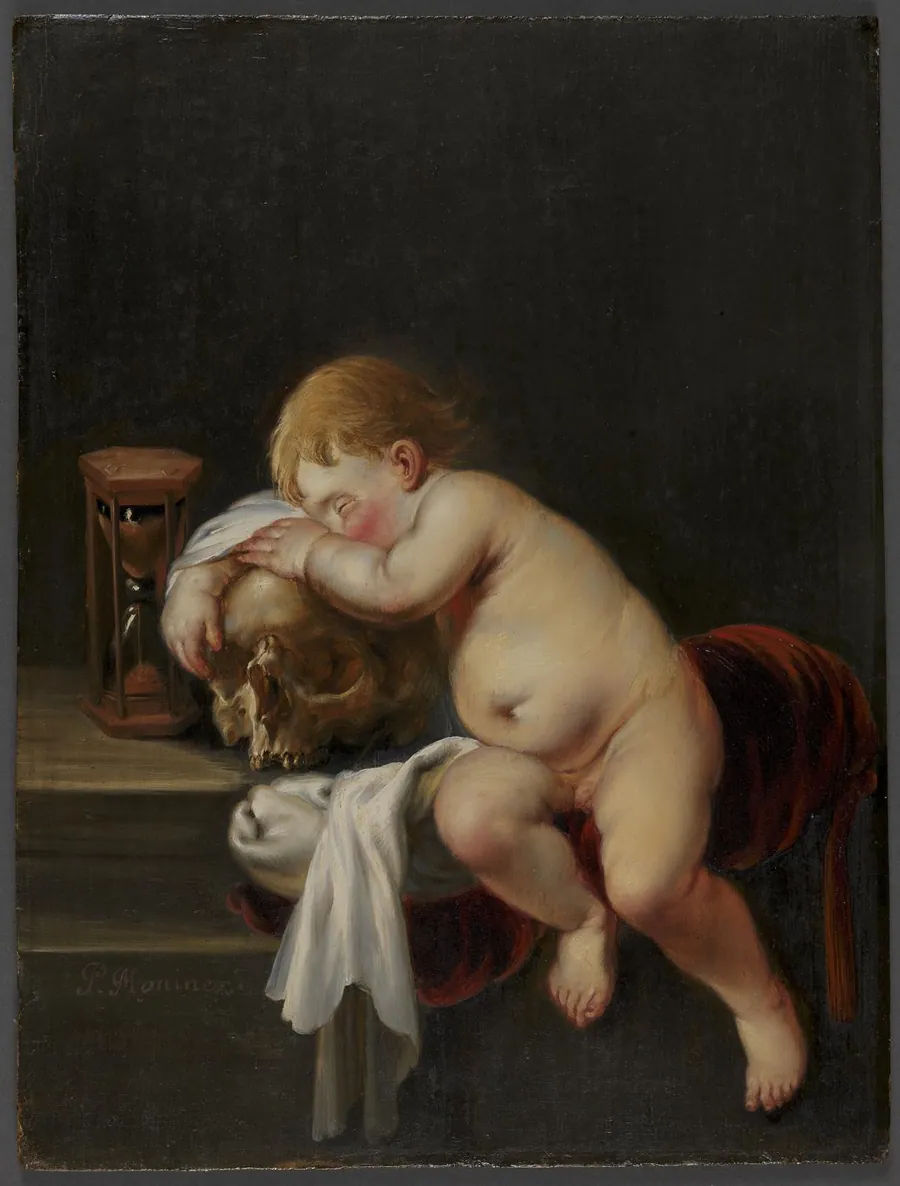 Dreng, der sover på et kranium by Pieter Moninckx