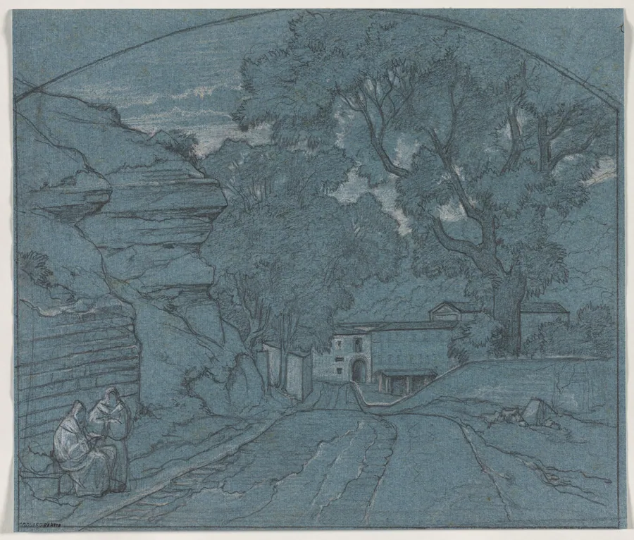 Landscape with Two Monks by François Edouard Bertin