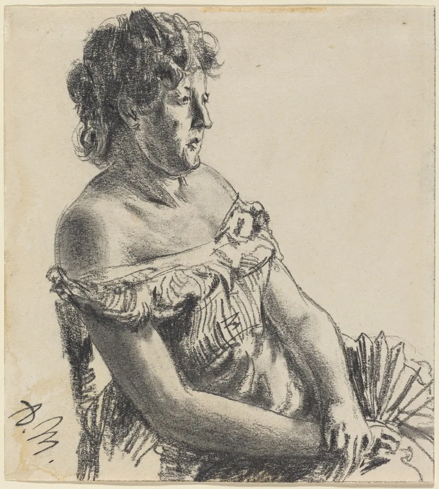 Woman in Court Dress by Adolph Menzel