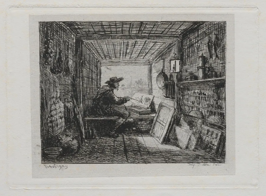 The Boat Trip:  The Studio on the Boat by Charles François Daubigny