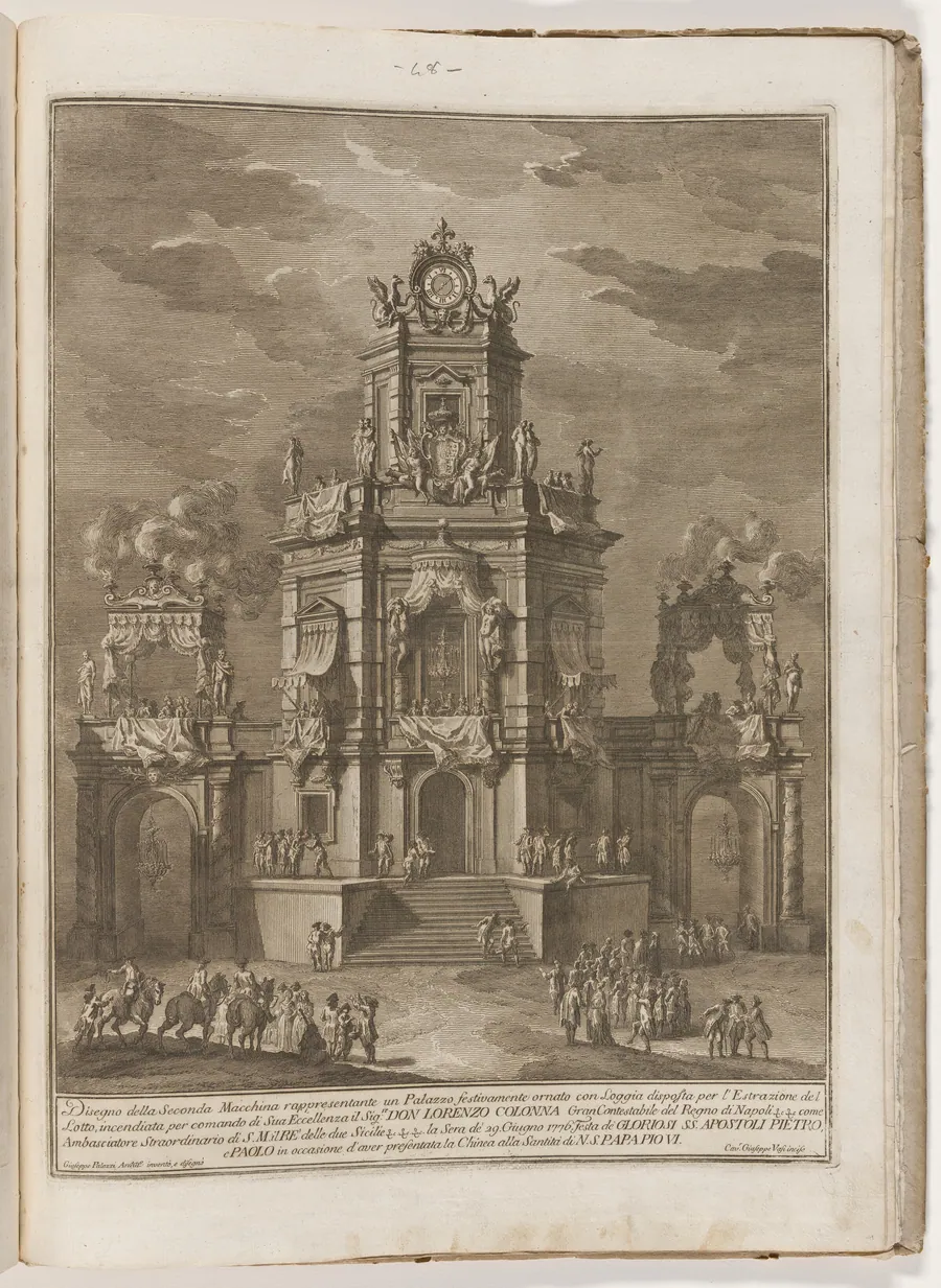 The Seconda Macchina for the Chinea of 1776: A Palace with a Loggia for the Lottery Draw by Giuseppe Vasi
