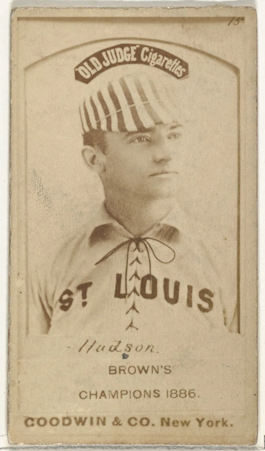 Nathaniel P. "Nat" Hudson, Pitcher, St. Louis Browns, from the Old Judge series (N172) for Old Judge Cigarettes by Goodwin & Company