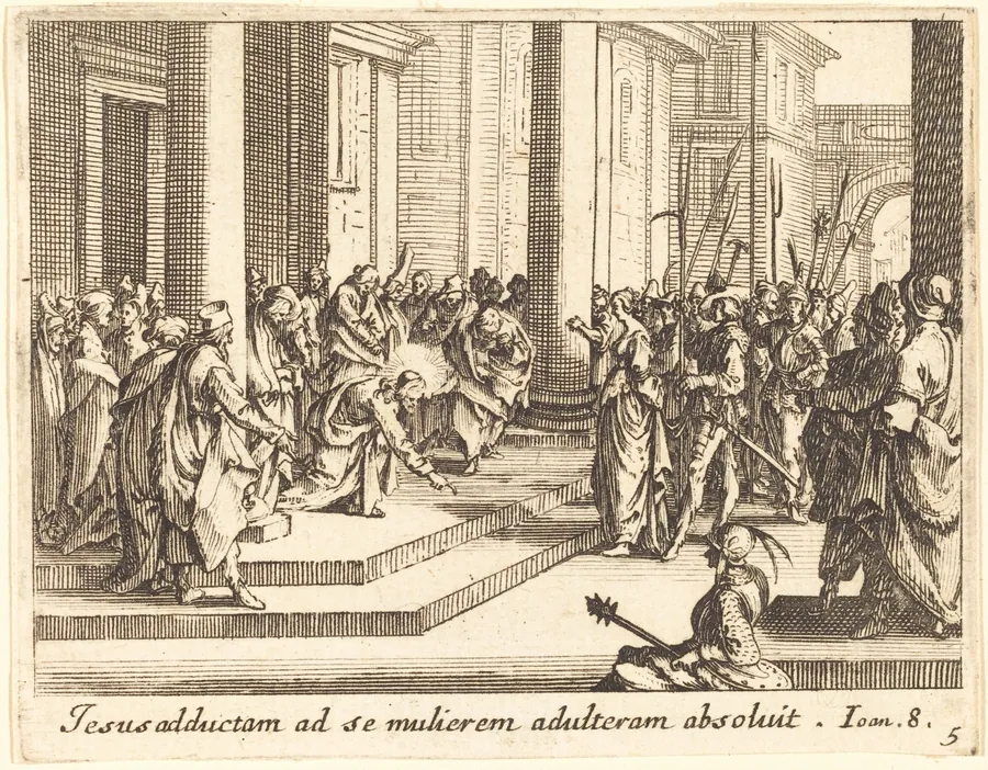 Christ and the Woman Taken in Adultery by Jacques Callot