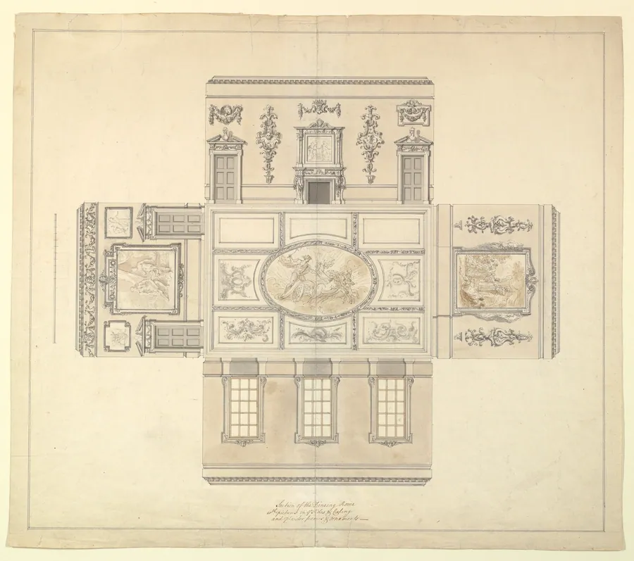 Design for the Dining Room at Kirtlington Park, Oxfordshire by John Sanderson
