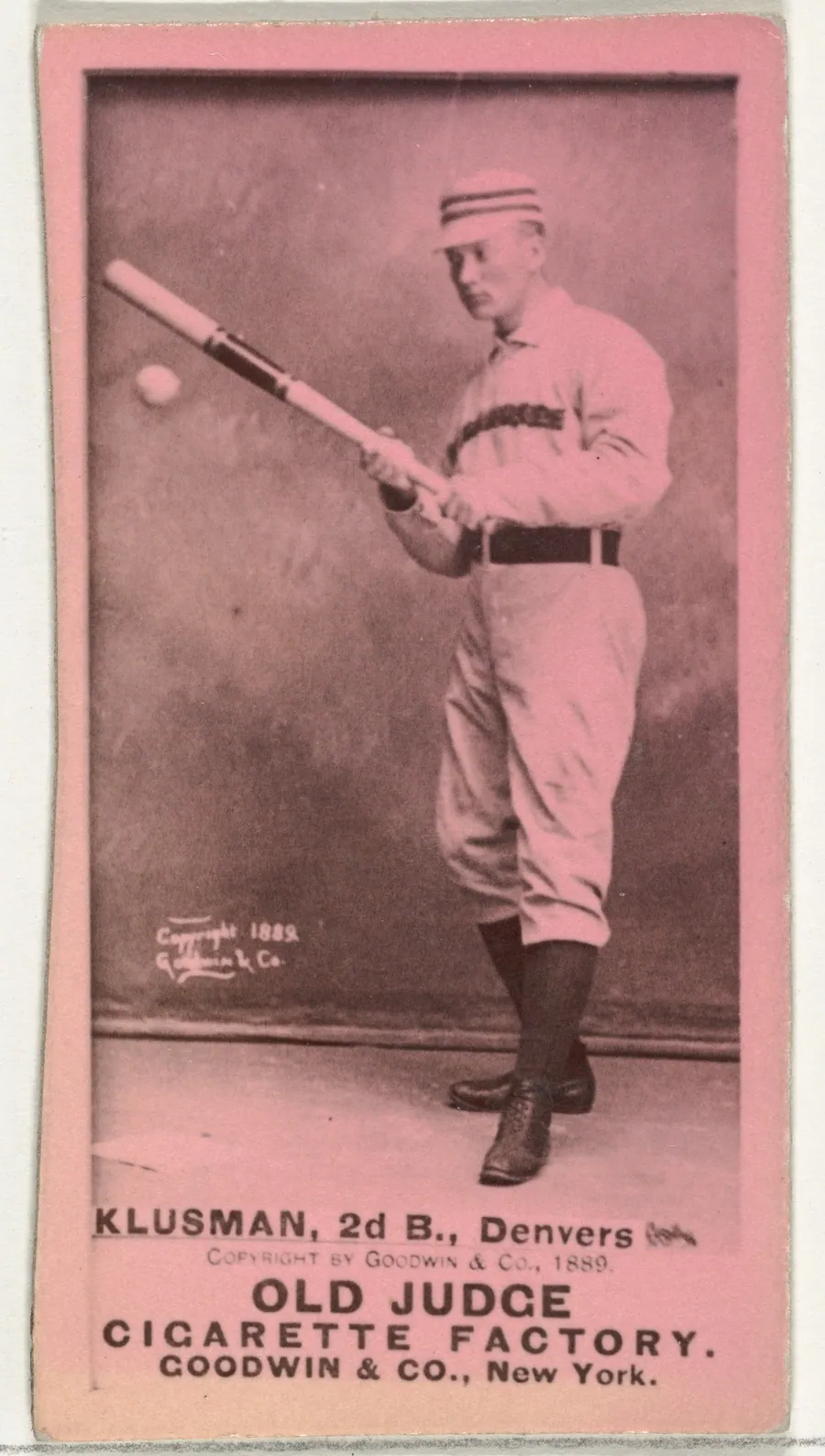 William F. "Billy" Klusman, 2nd Base, Denver, from the Old Judge series (N172) for Old Judge Cigarettes by Goodwin & Company